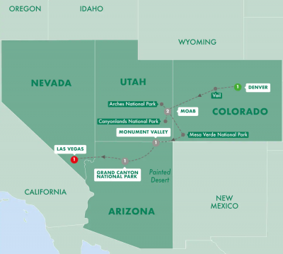 Map showing the Tour regions